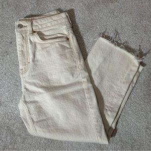 Topshop Straight Leg Cropped Jeans with Raw Hem